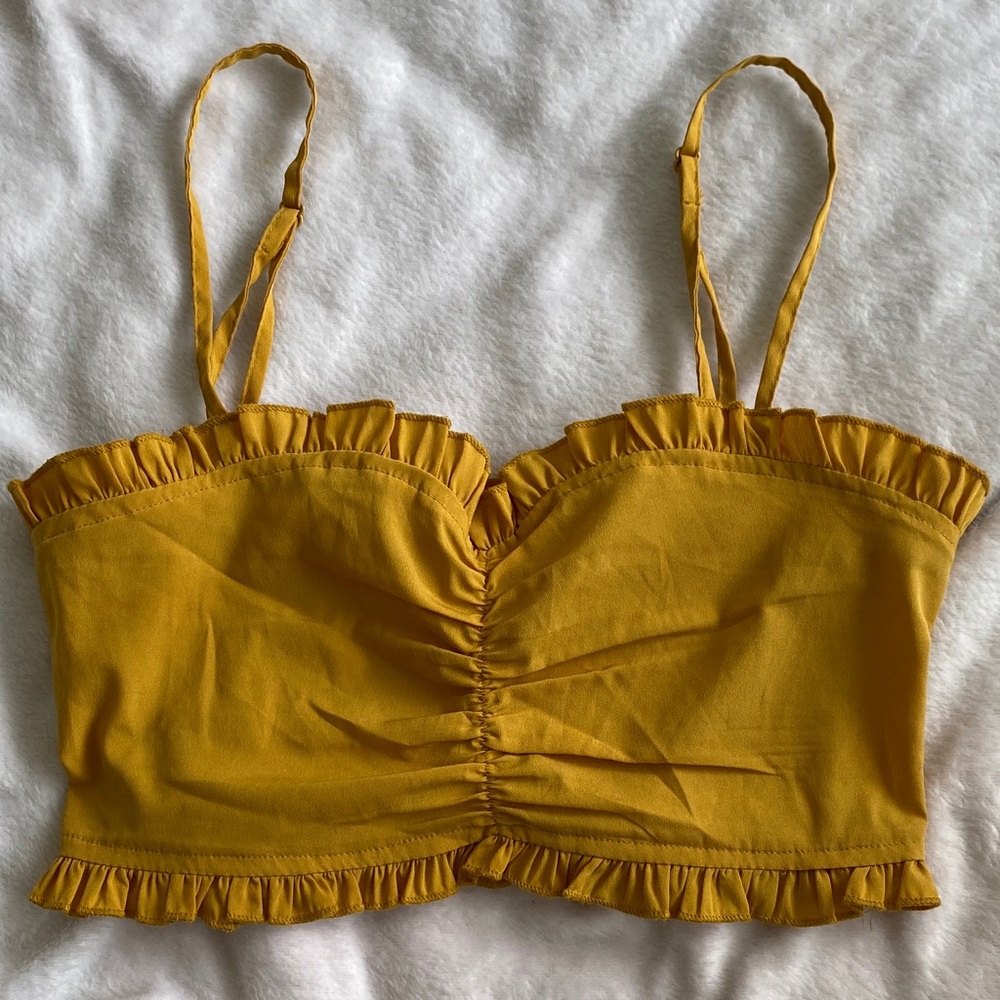 Urban Outfitters Mustard Smocked Top